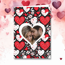 Tarjeta Festiva Corazones y flores foto y mensaje personalizados