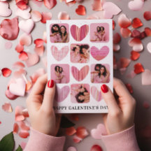 Corazones y fotos rosa de Galentine Feliz
