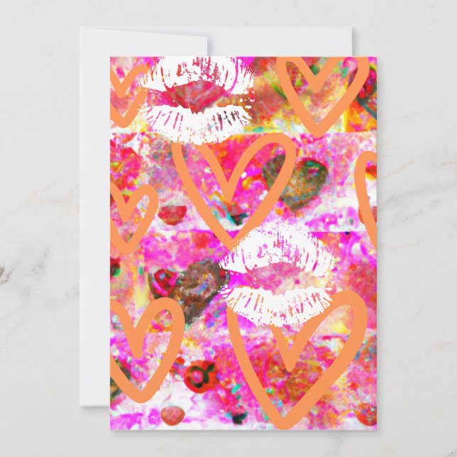 Tarjeta Festiva Corazones y labios (Anverso)