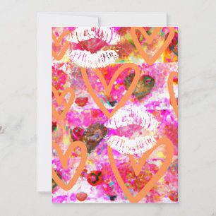 Tarjeta Festiva Corazones y labios