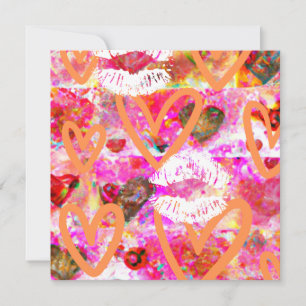 Tarjeta Festiva Corazones y labios