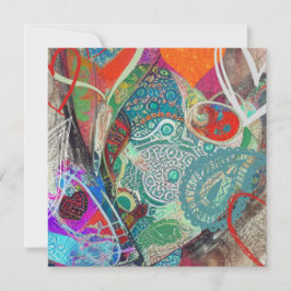 Tarjeta Festiva Corazones y Paisley