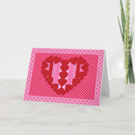 Tarjeta Festiva Corazones y rayas - edredón