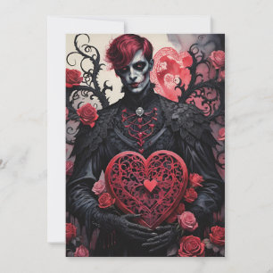 Tarjeta Festiva Corazones y Rosas Góticas Victorianas para San Val