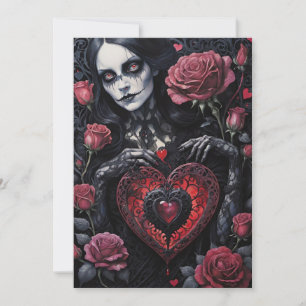 Tarjeta Festiva Corazones y Rosas Góticas Victorianas para San Val