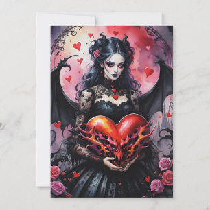 Tarjeta Festiva Corazones y Rosas Góticas Victorianas para San Val