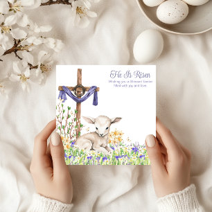 Tarjeta Festiva Cordero Acuarela Pascua Cristiana 