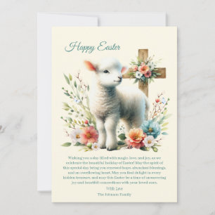 Tarjeta Festiva Cordero de Pascua al Acuarela Personalizado