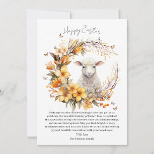 Tarjeta Festiva Cordero de Pascua Personalizado Acuarela