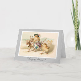 Tarjeta Festiva Cordero para pasear en pollo - Un regalo de Pascua