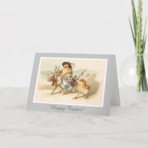 Tarjeta Festiva Cordero para pasear en pollo - Un regalo de Pascua
