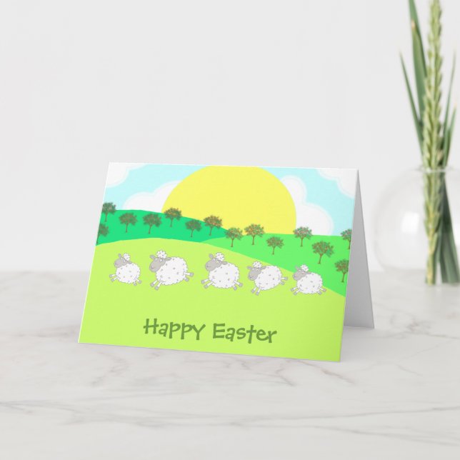 Tarjeta Festiva Corderos de la primavera (Anverso)