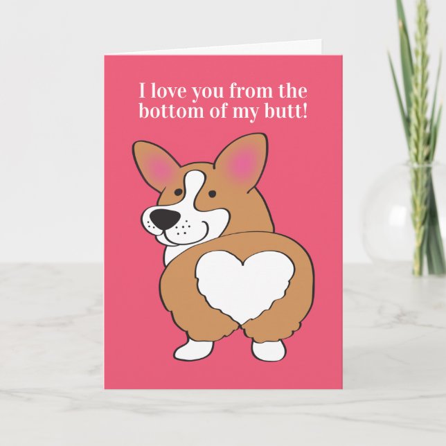 Tarjeta Festiva Corgi adorable corazón trasero San Valentín (Anverso)
