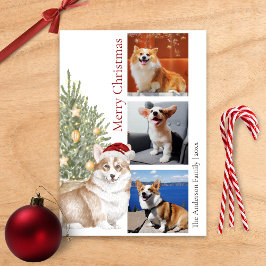 Tarjeta Festiva Corgi Christmas Tree Mascota Dog Photo
