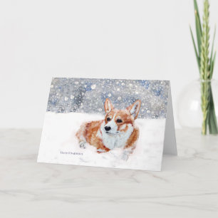Tarjeta Festiva Corgi de Invierno
