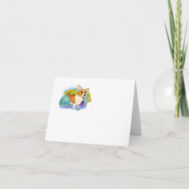 Tarjeta Festiva Corgi de Pascua (Anverso)