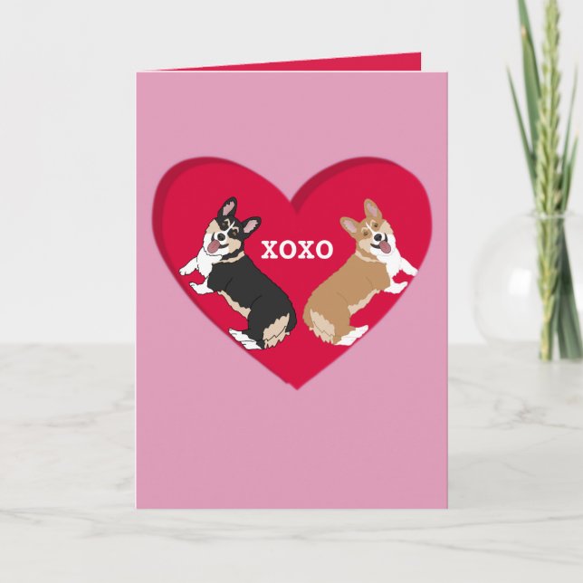 Tarjeta Festiva Corgi del Día de San Valentín (Anverso)