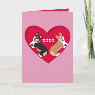Tarjeta Festiva Corgi del Día de San Valentín