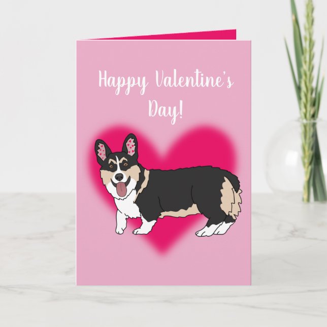 Tarjeta Festiva Corgi Día de San Valentín  (Anverso)