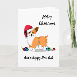 Tarjeta Festiva Corgi Dog, Navidades curos