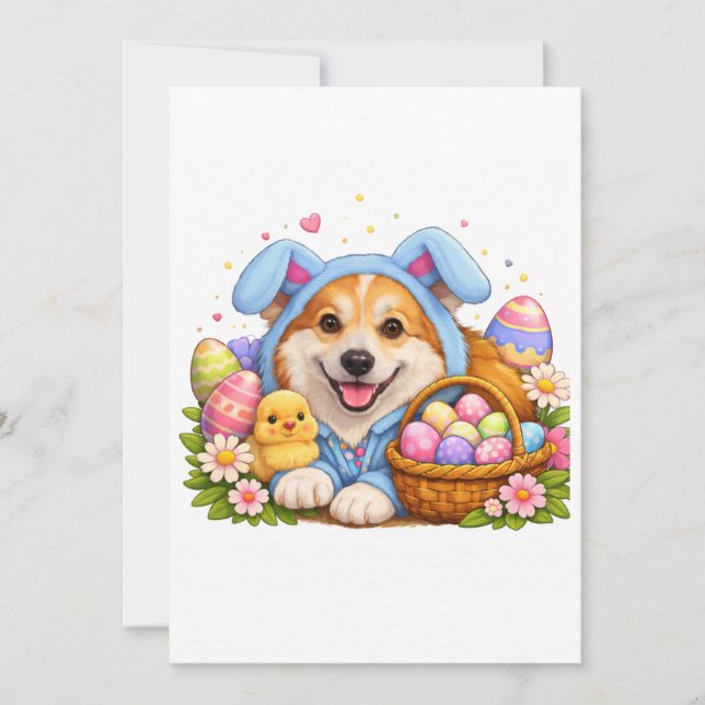 Tarjeta Festiva Corgi Easter Card (Anverso)