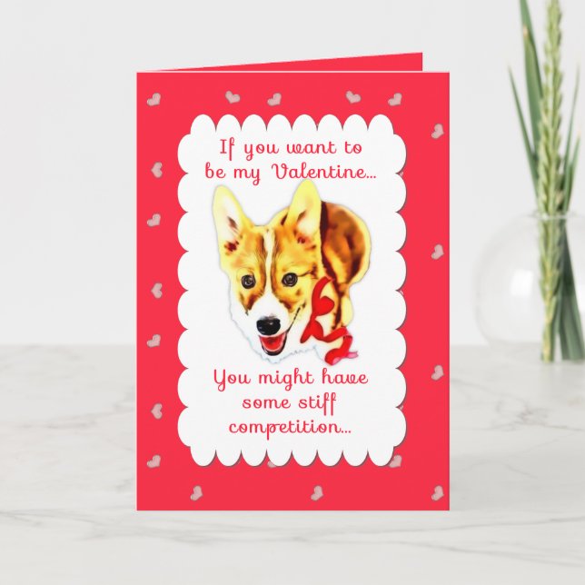 Tarjeta Festiva Corgi El día de San Valentín (Anverso)