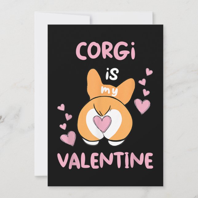 Tarjeta Festiva Corgi Es Mi Valentín (Anverso)