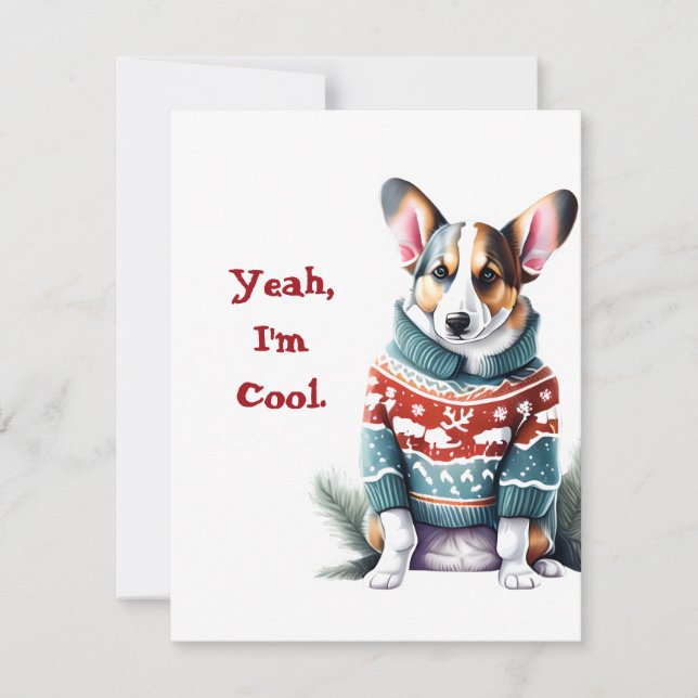 Tarjeta Festiva Corgi galés de Cardigan en Navidades suéter (Anverso)