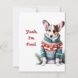 Tarjeta Festiva Corgi galés de Cardigan en Navidades suéter