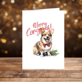 Tarjeta Festiva Corgi Navidades Felices Fiestas divertidas