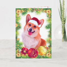 Tarjeta Festiva Corgi, Navidades galeses sonrientes