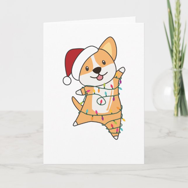 Tarjeta Festiva Corgi Navidades Nieve Animales De Invierno Corgis  (Anverso)