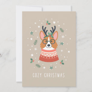 Tarjeta Festiva Corgi Navideño Acogedor