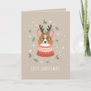 Tarjeta Festiva Corgi Navideño Acogedor