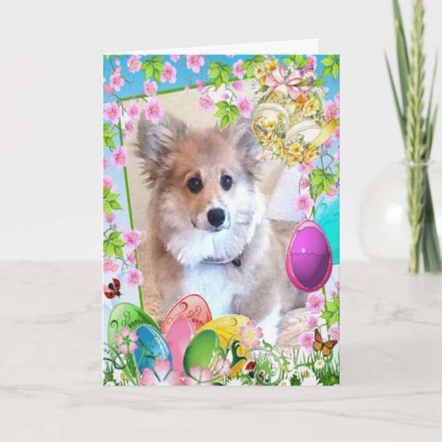 Tarjeta Festiva Corgi Puppy (Anverso)