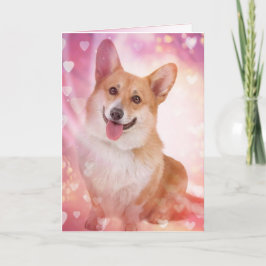 Tarjeta Festiva Corgi sonriente con corazón Valentine