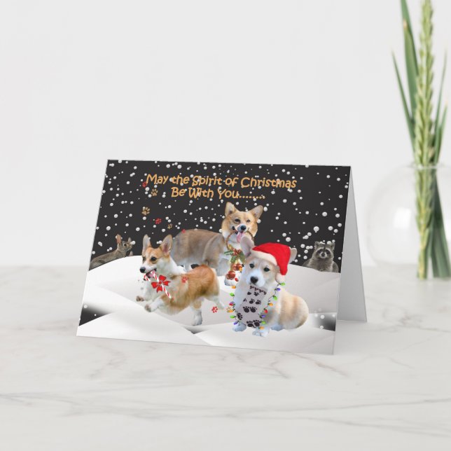 Tarjeta Festiva Corgi Spirit of Navidades (Anverso)