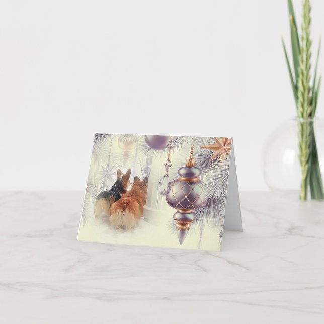 Tarjeta Festiva Corgis Navideños en la Nieve (Anverso)
