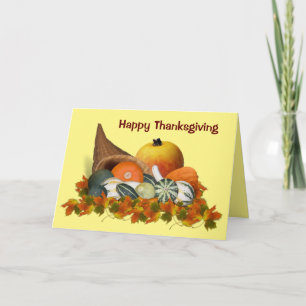 Tarjeta Festiva Cornucopia con Fall Gourds Holiday Card