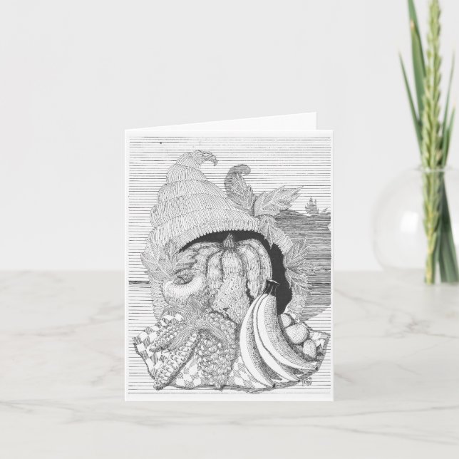 Tarjeta Festiva Cornucopia de la cosecha (Anverso)