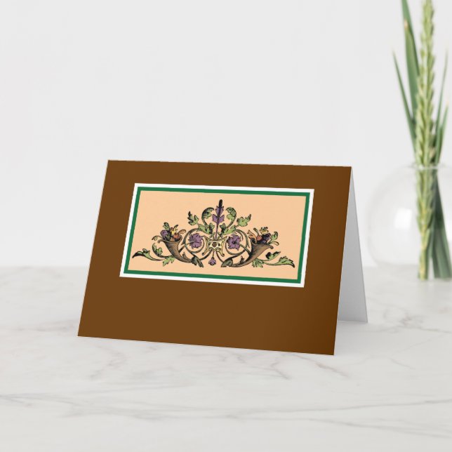 Tarjeta Festiva Cornucopia Vintage Thanksgiving Blank Art Card (Anverso)