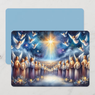 Tarjeta Festiva Coro Celestial Bajo la Estrella de Belén