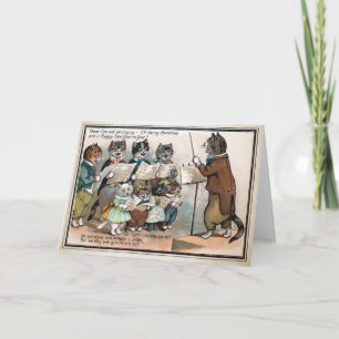 Tarjeta Festiva Coro de gatos victorianos vintage