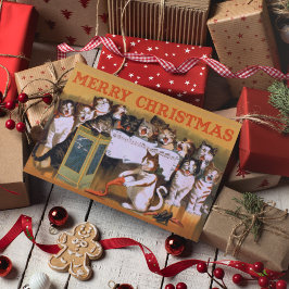 Tarjeta Festiva Coro de Navidades de gato