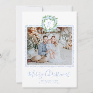 Tarjeta Festiva Coroa Monograma Grandmillennial Elegante 