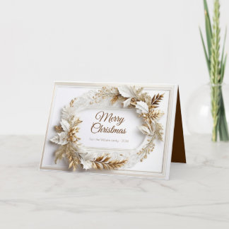 Tarjeta Festiva Corona clásica elegante dorada y blanca