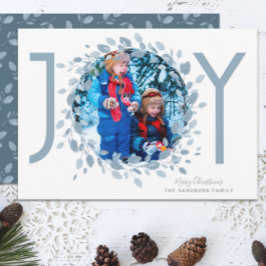 Tarjeta Festiva Corona de acuarela azul | Foto de alegría