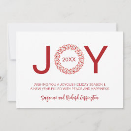 Tarjeta Festiva Corona de bayas rojas escaramujos Alegría Navidad.