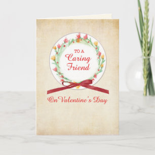 Tarjeta Festiva Corona de flores del Día de San Valentín para amig