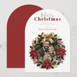 Tarjeta Festiva Corona de foto botánica elegante de invierno TMF26